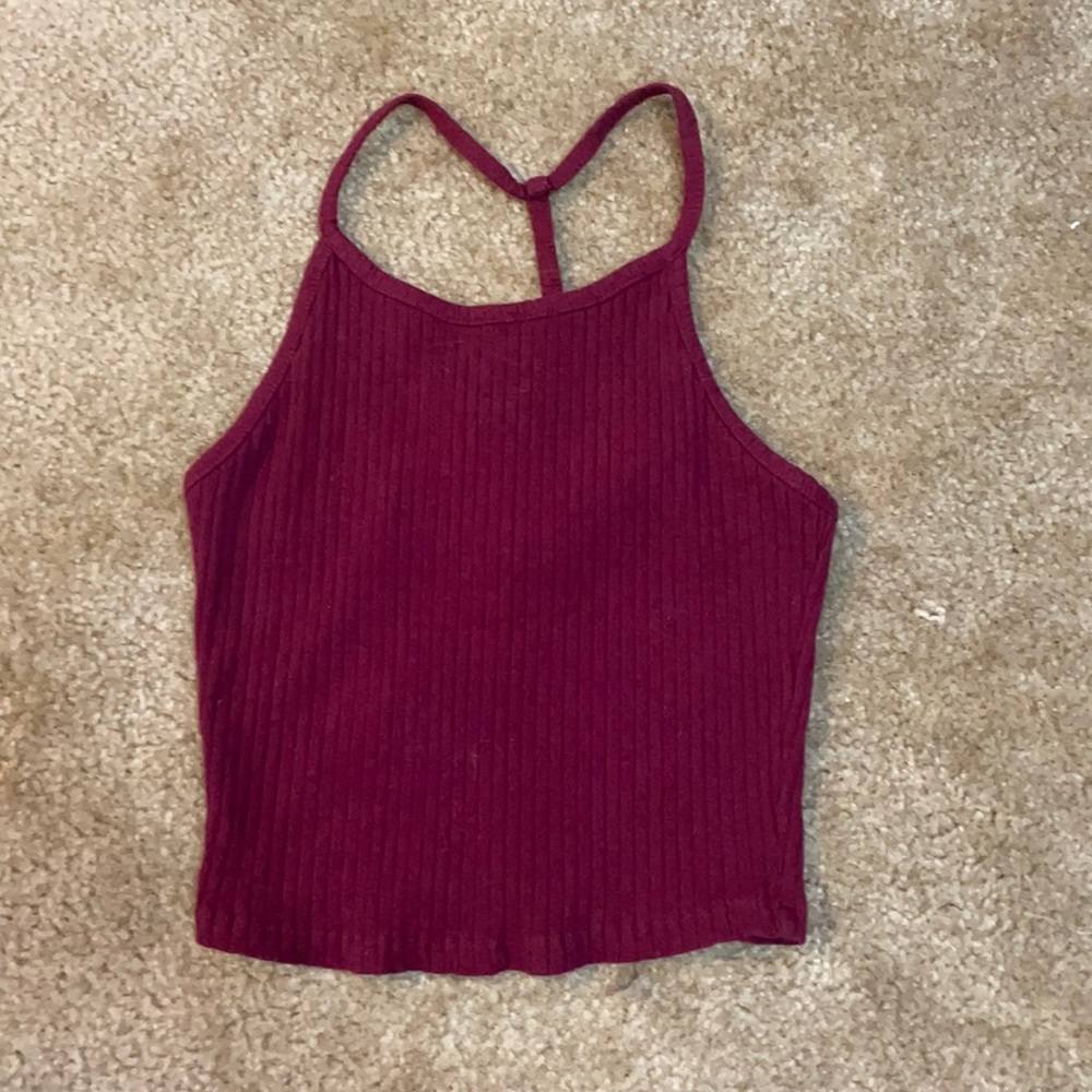 Medium Maroon Cropped Tank Top